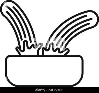 Line drawing of two cucumbers falling into water making a splash Stock Vector