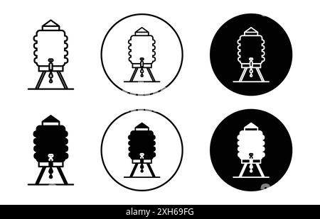 water tank icon Vector symbol or sign set collection in black and white outline Stock Vector