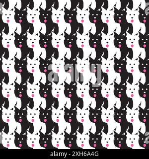 Dog Illusions, Black and White Terrier Tangle Stock Vector