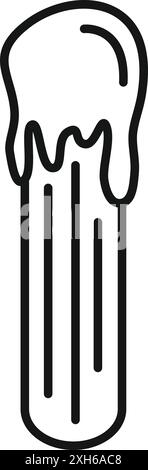 Simple line icon of a churro dipping in chocolate, perfect for representing street food Stock Vector