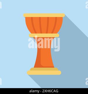 African djembe drum standing on a blue background, a traditional instrument creating rhythmic beats Stock Vector