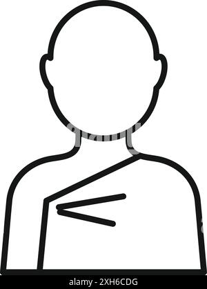 Simple line drawing of a buddhist monk wearing a traditional kasaya robe Stock Vector