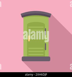 Green plastic bio toilet for camping standing on the ground Stock Vector