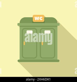 Green portable toilet cabin standing on a beige background Stock Vector