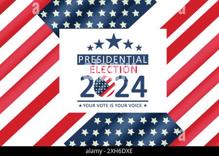 Presidential election 2024 background design template with USA flag. Vote in USA flag banner design Stock Vector