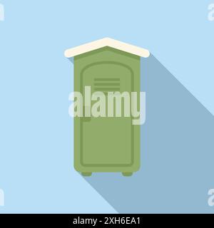 Green outdoor portable toilet cabin standing in public area Stock Vector