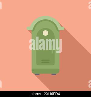 Green portable toilet, providing sanitary facilities in outdoor or remote locations Stock Vector