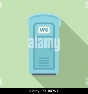 Blue portable toilet showing wc sign, ideal for sanitation and public event concepts Stock Vector