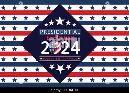 Presidential election 2024 background design template with USA flag. Vote in USA flag banner design Stock Vector