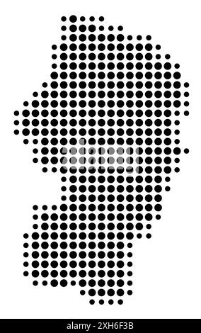 Symbol Map of the Prefecture Yamagata (Japan) showing the state/province with a pattern of black circles Stock Vector