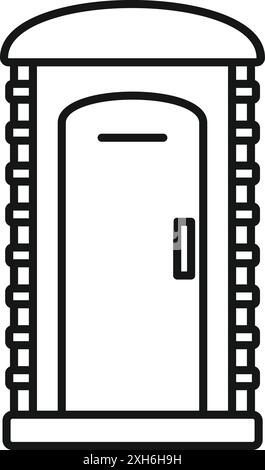Line drawing of a bio toilet, often found at outdoor events and construction sites, providing necessary sanitation facilities Stock Vector