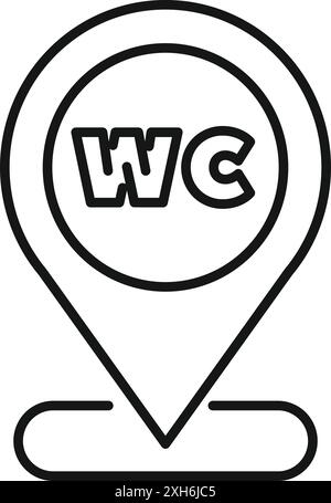 Location pin pointing public toilet wc showing restroom availability Stock Vector
