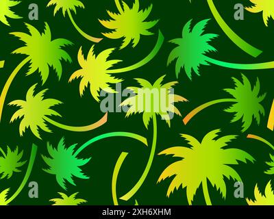 Palm trees seamless pattern. Colorful gradient palm trees. Background with tropical pattern of palm trees. Summer time. Design for wallpapers, banners Stock Vector