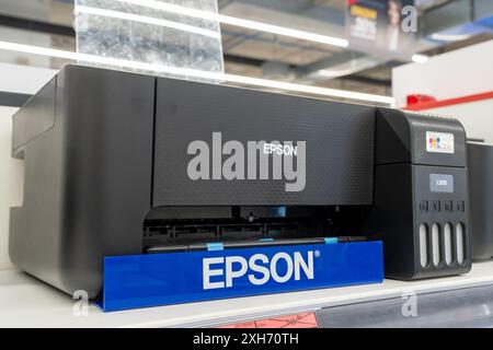 Epson printer on shelf at electronics store. Minsk, Belarus - may 03, 2024 Stock Photo