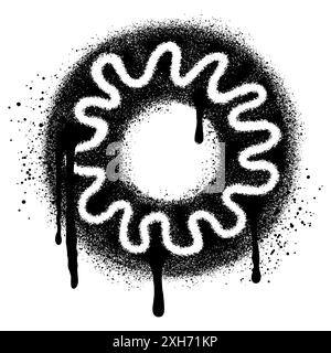 Donut logo in urban graffiti style with black spray paint. vector illustration. Stock Vector