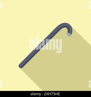 Crowbar is lying on a yellow background, casting a long shadow Stock Vector