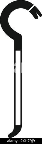 Crowbar with wooden handle forcing open a door, simple black style icon Stock Vector
