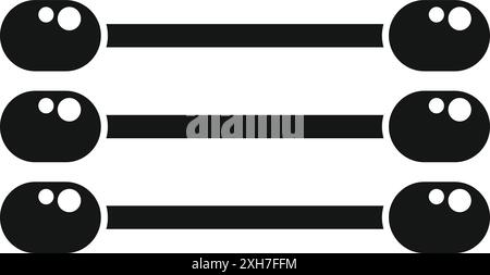 Simple icon of three cotton buds lying horizontally, representing a common hygiene product Stock Vector