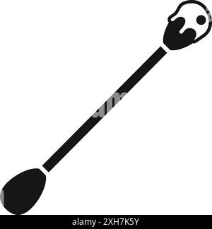 Black silhouette of a dirty cotton bud with ear wax, representing a lack of hygiene Stock Vector