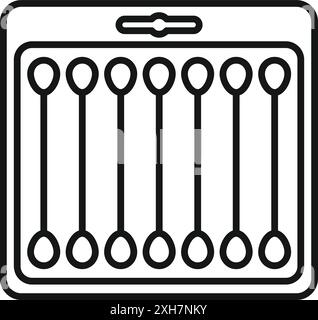 Line icon of cotton buds pack with eight sticks for daily hygiene routine Stock Vector