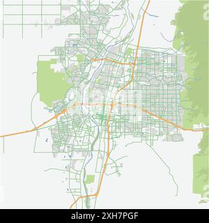 Road map of Albuquerque in New Mexico. Contains layered vector with roads water, parks, etc. Stock Vector