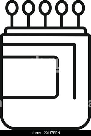 Simple minimal line icon of an open matchbox with matches sticking out of it Stock Vector