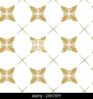 Abstract geometric pattern with stripes, lines. Seamless vector background. White and gold floral ornament. Modern reticulated graphic design. Stock Photo