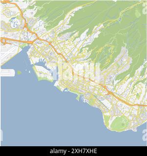 Road map of Honolulu in Hawaii. Contains layered vector with roads water, parks, etc. Stock Vector