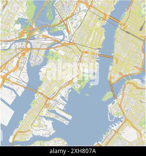 Road map of Jersey City in New Jersey. Contains layered vector with roads water, parks, etc. Stock Vector