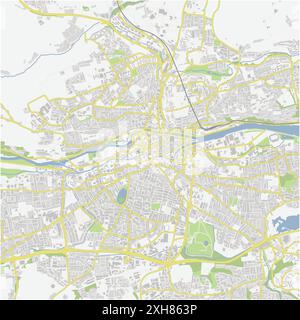 Road map of Cork in Ireland. Contains layered vector with roads water, parks, etc. Stock Vector