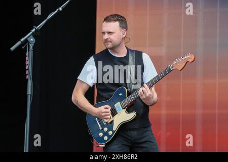 Glasgow, UK. 12th July, 2024. The band 'Picture This' played TRNSMT on the first day of the annual music festival, held in Glasgow Green, near Glasgow City centre, Scotland, UK. Credit: Findlay/Alamy Live News Stock Photo