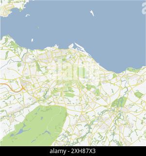 Road map of Edinburgh in United Kingdom. Contains layered vector with roads water, parks, etc. Stock Vector