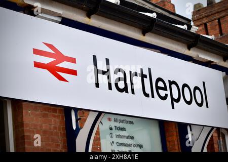 Hartlepool, UK. 12 Jul 2024. A new platform to increase the number of train services at Hartlepool Station has been completed and seen a successful first month in operation. The £12million overhaul has seen the Tees Valley Combined Authority, Network Rail, Northern, and Hartlepool Borough Council work together to bring the station’s second platform back into use alongside a new footbridge. Tees Valley Mayor Ben Houchen visited the platform with Cllr Karen Oliver, Chair of Hartlepool Borough Council’s Neighbourhood Services Committee and member of the TVCA’s Transport Committee, and David Ball Stock Photo