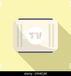 Tv set top view showing brand identity with long shadow, great for technology and entertainment related designs Stock Vector