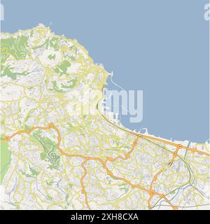 Road map of Algiers in Algeria. Contains layered vector with roads water, parks, etc. Stock Vector