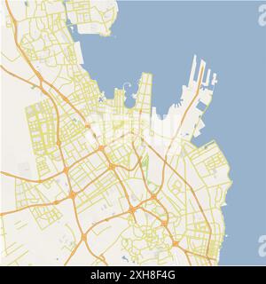 Map of Dammam in Saudi Arabia in grayscale. Contains layered vector ...