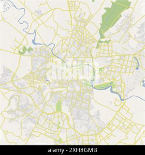 Map of Lucknow in India in blue. Contains layered vector with roads ...