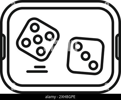 Two dice rolling on a gaming board, a casino game in progress Stock Vector