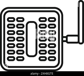 Wifi router icon, outline style, representing a device providing wireless signal for internet connection to multiple devices Stock Vector