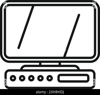 Simple outline icon style drawing representing a desktop computer for working or gaming Stock Vector