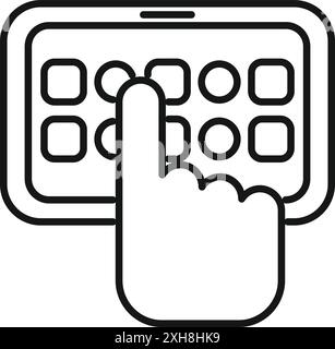 Person is unlocking their smartphone using a digital password, ensuring online security Stock Vector