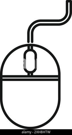 Simple line icon of a computer mouse with a scroll wheel, symbolizing digital interaction and user interface Stock Vector