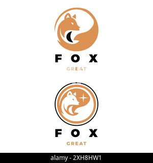 Set of Fox Icon Logo Design Template Stock Vector