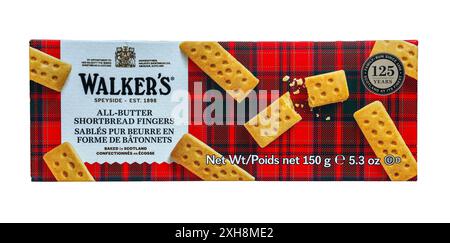 Packet Of Walkers Scottish Shortbread Biscuits Cookies Cut Out Isolated On A White Background Stock Photo