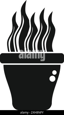 Simple icon of a plant with thick leaves growing in a pot, side view, isolated on white background Stock Vector