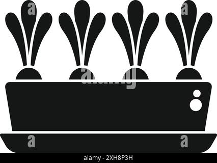 Black glyph icon for a smart indoor garden growing vegetables with hydroponic system Stock Vector