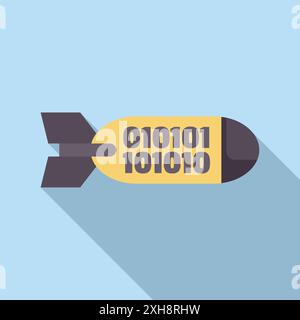 Binary code forming a bomb illustrating the concept of digital warfare Stock Vector