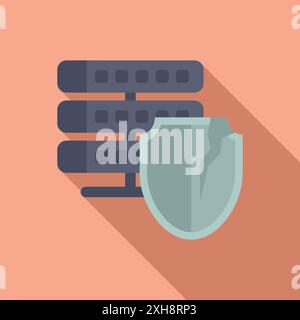 Server rack being protected by a broken shield, depicting a security breach Stock Vector