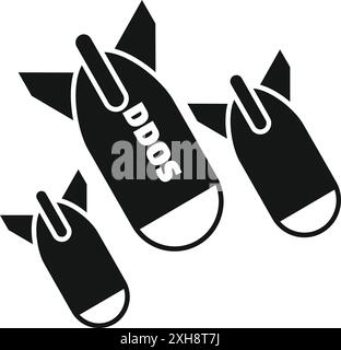 Ddos attack bomb cyber security concept icon in glyph style Stock Vector