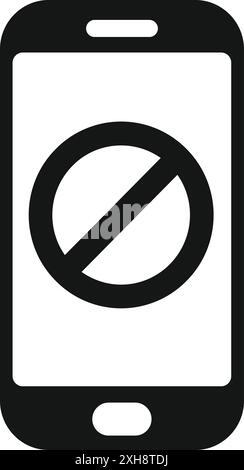 Smartphone is showing a stop sign, indicating that phone use is prohibited in this area Stock Vector